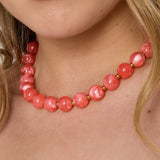 Bead necklace with gold beads 13.5mm