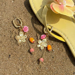 Stainless Steel Beads Earrings Flower Casual Daily Romantic Series Women's jewelry