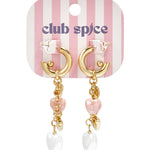 Earrings with dangling heart charms and pearls