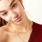 Necklace multiple smileys Gold Color Stainless Steel