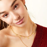 Necklace multiple smileys Gold Color Stainless Steel