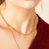 Necklace multiple smileys Gold Color Stainless Steel