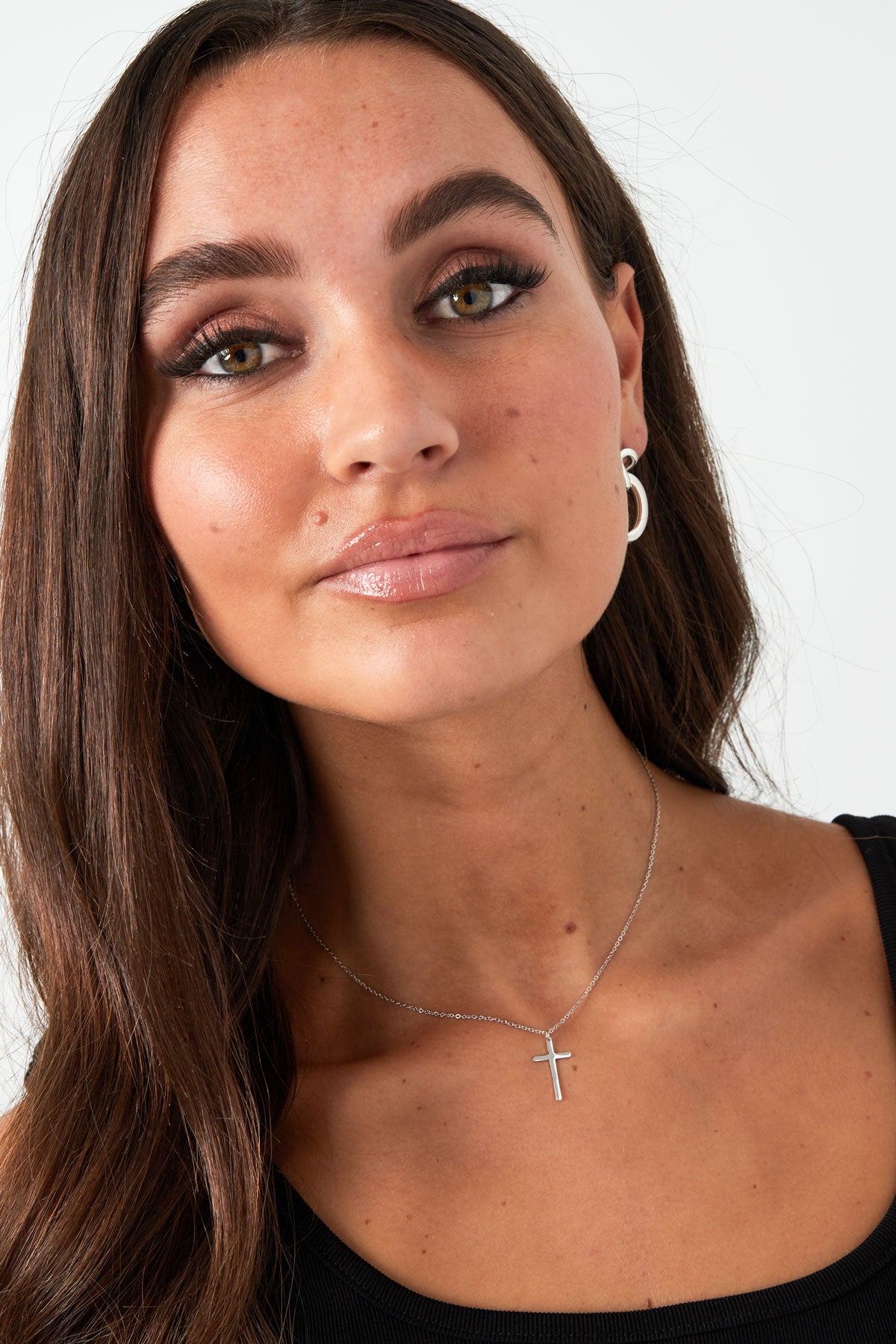 Necklace cross charm - Silver Color color