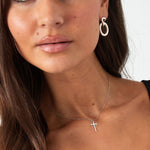 Necklace cross charm - Silver Color color