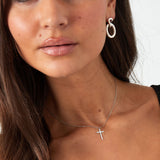 Necklace cross charm - Silver Color color