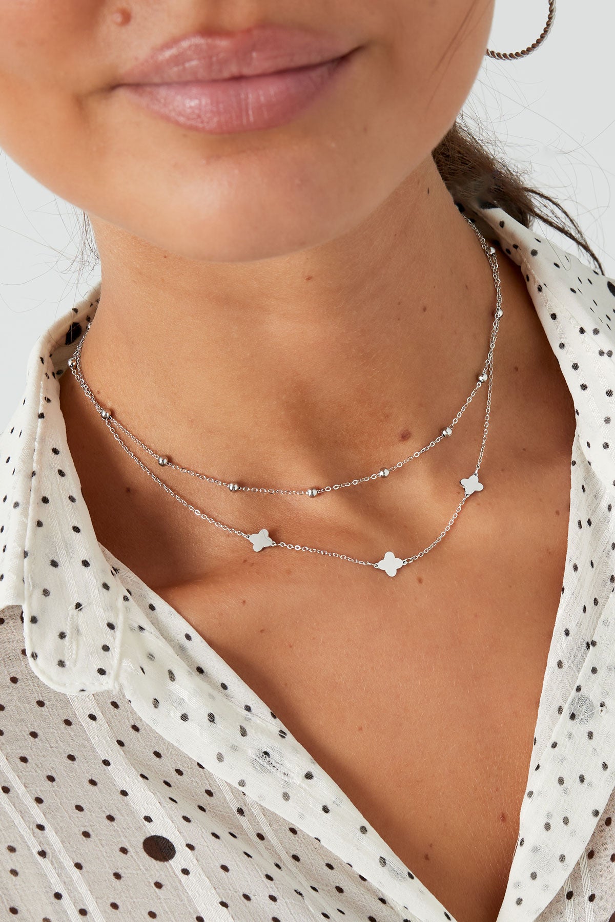 necklace double clover/balls