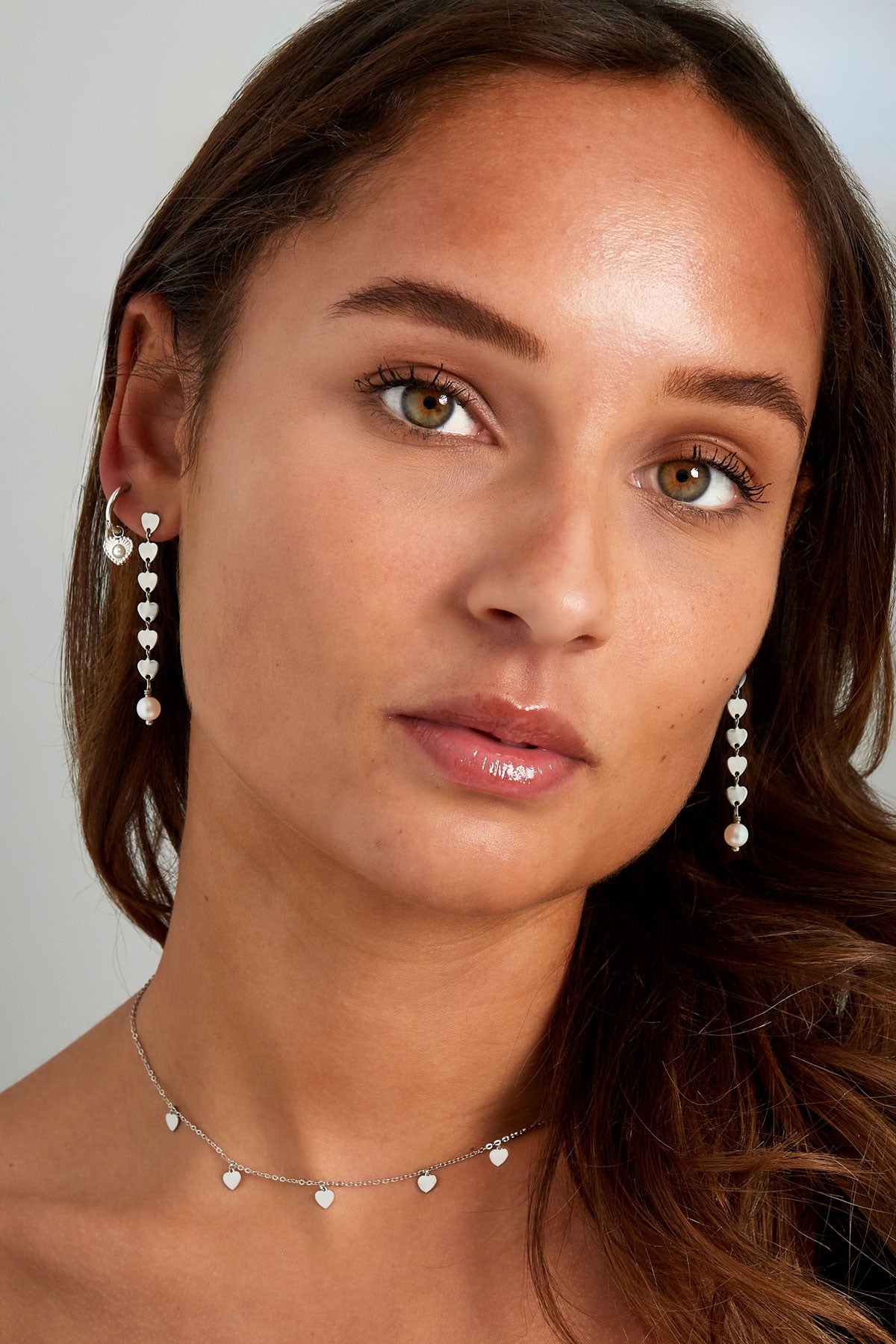 simple necklace with heart pendants