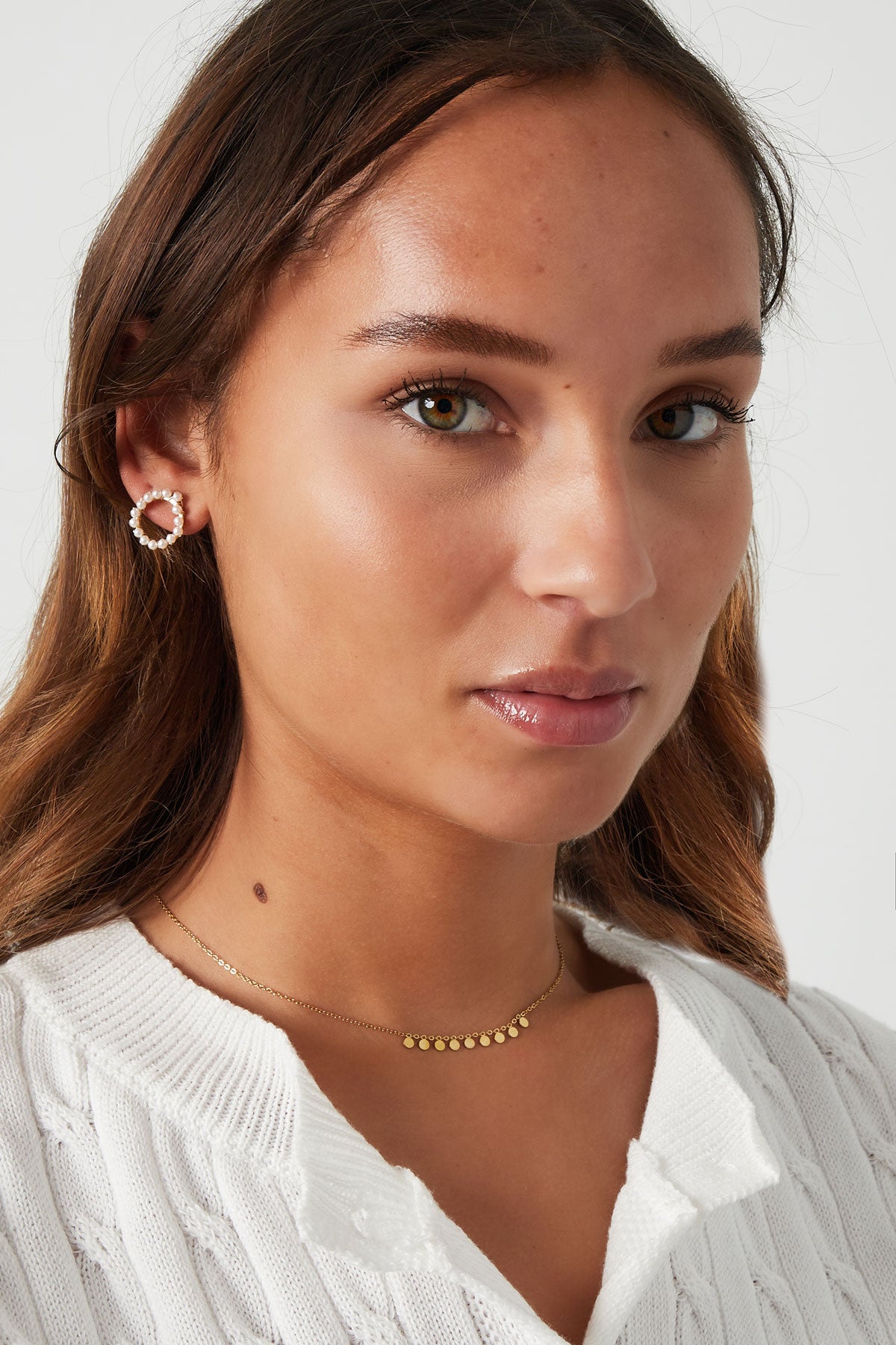 Simple necklace with round pendants - Silver Color color