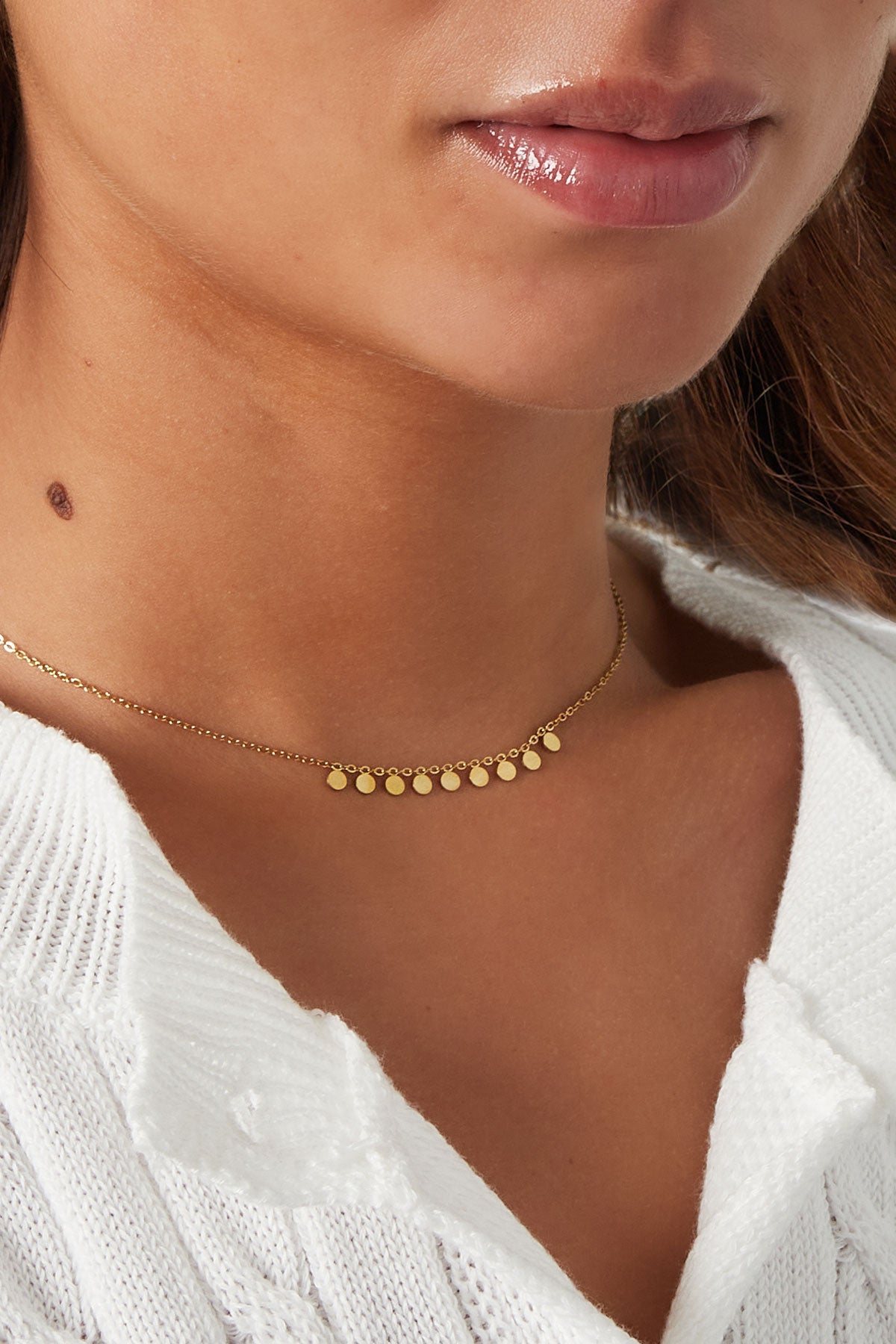 Simple necklace with round pendants - Silver Color color