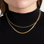 flat and chain double necklace