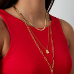 three-layer necklace clover and heart
