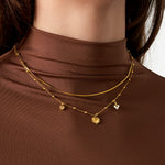 double necklace with heart charm