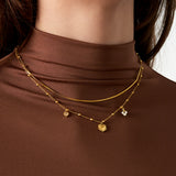 double necklace with heart charm
