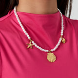 pearl necklace with sea charms