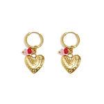 Earrings with heart and beads