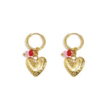 Earrings with heart and beads