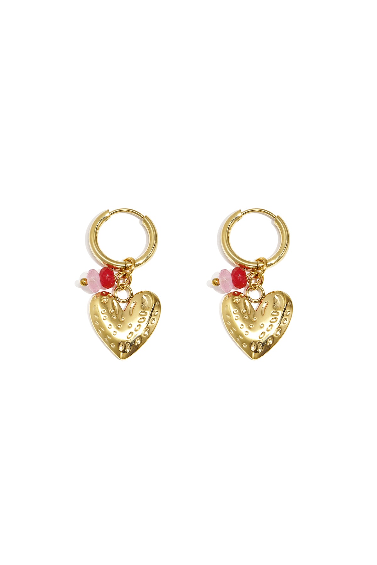 Earrings with heart and beads