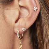 Piercing Flower Silver Color Copper,Stainless Steel