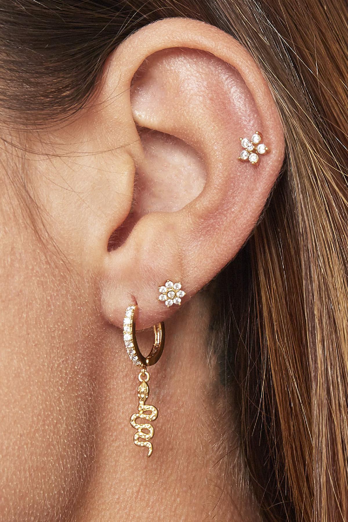 Piercing Flower Silver Color Copper,Stainless Steel