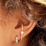 Star rhinestone hoop earrings - copper