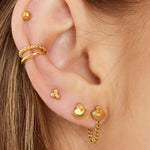 Double earcuff rope & smooth Gold Color Stainless Steel