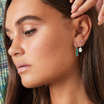 Green bar earrings  Gold Color Stainless Steel