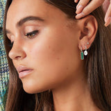 Green bar earrings  Gold Color Stainless Steel