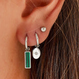 Green bar earrings  Gold Color Stainless Steel