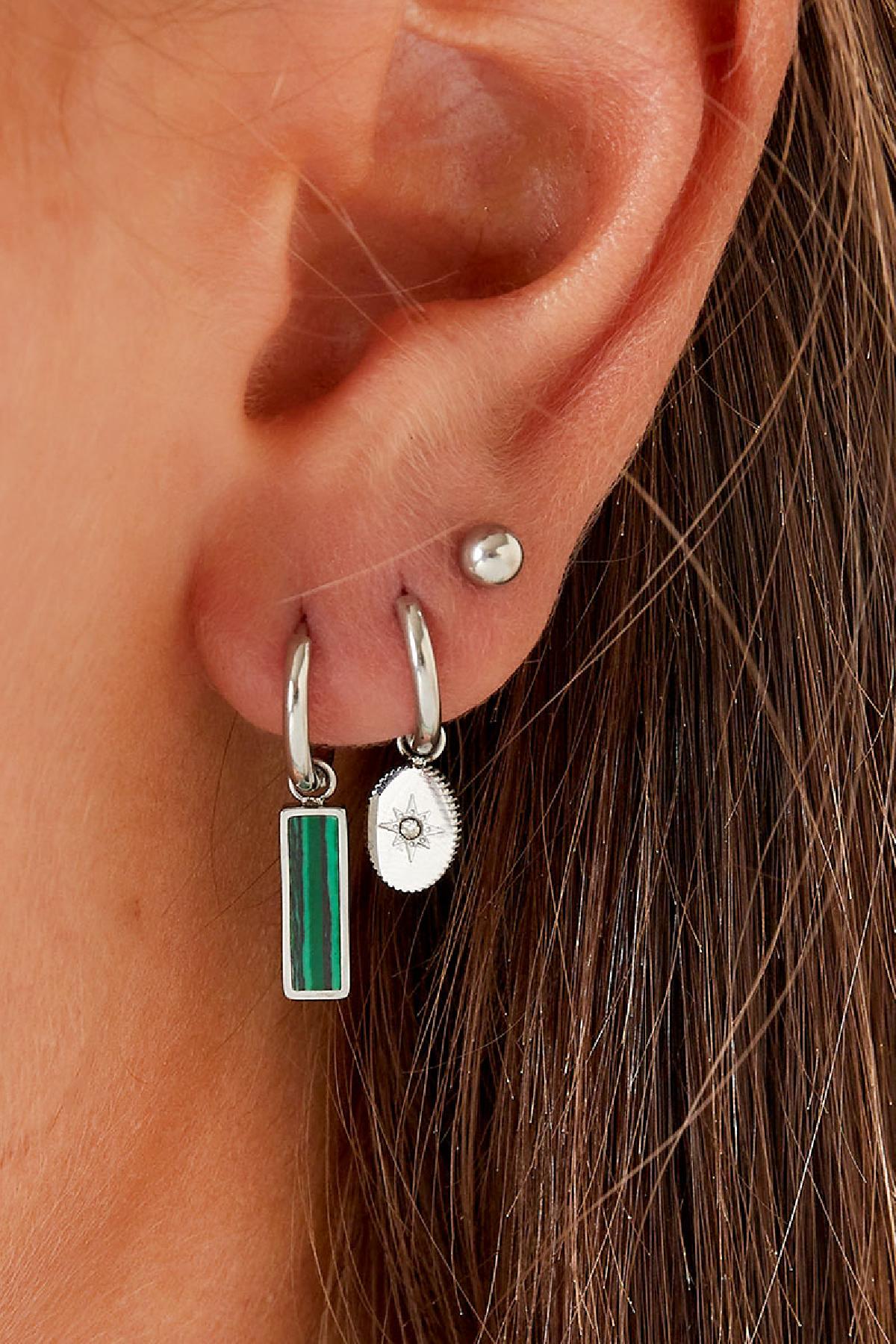 Green bar earrings  Gold Color Stainless Steel