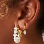 Earrings sweet water pearl Silver Color Stainless Steel