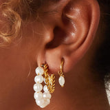 Earrings sweet water pearl Silver Color Stainless Steel