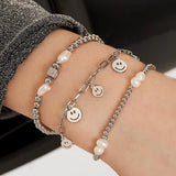 Bracelet multiple smileys Gold Color Stainless Steel
