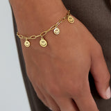 Bracelet multiple smileys Gold Color Stainless Steel