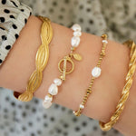 stainless steel bracelet pearls 