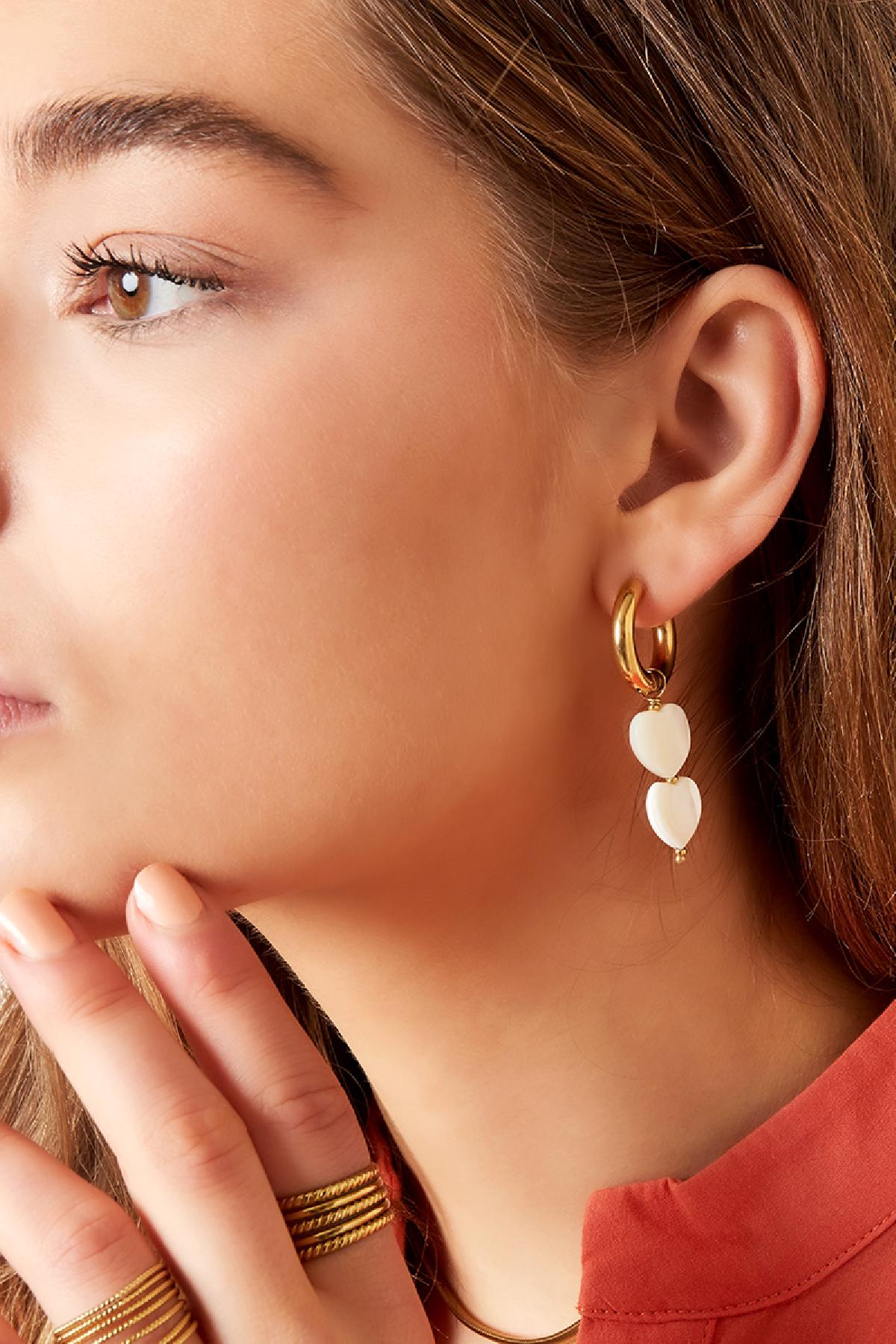 Pearl hearts earrings - #summergirls collection White Gold Color Sea Shells