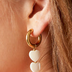 Pearl hearts earrings - #summergirls collection White Gold Color Sea Shells
