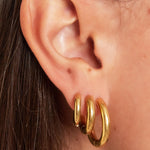 Basic creoles earrings - small Gold Color Stainless Steel