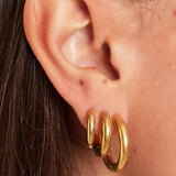 Basic creoles earrings - small Gold Color Stainless Steel