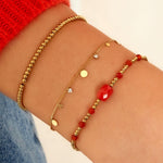 Bracelet simple with rhinestone details Gold Color Stainless Steel