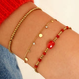 Bracelet simple with rhinestone details Gold Color Stainless Steel