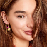 Earrings with heart and beads Gold Color Stainless Steel