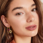 Earrings with heart and beads Gold Color Stainless Steel