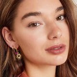 Earrings with heart and beads Gold Color Stainless Steel