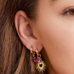 Earrings with heart and beads Gold Color Stainless Steel