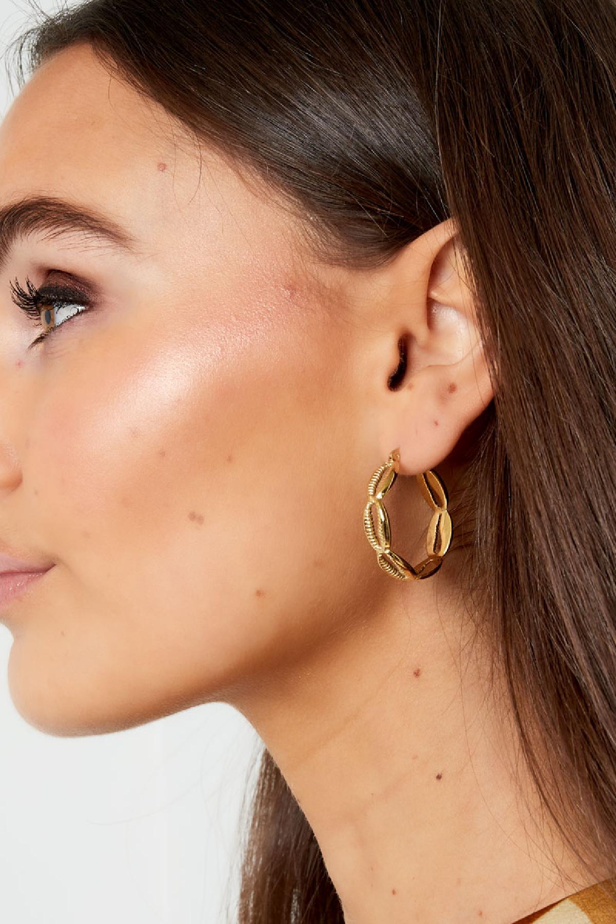 Earrings shell look Gold Color Stainless Steel
