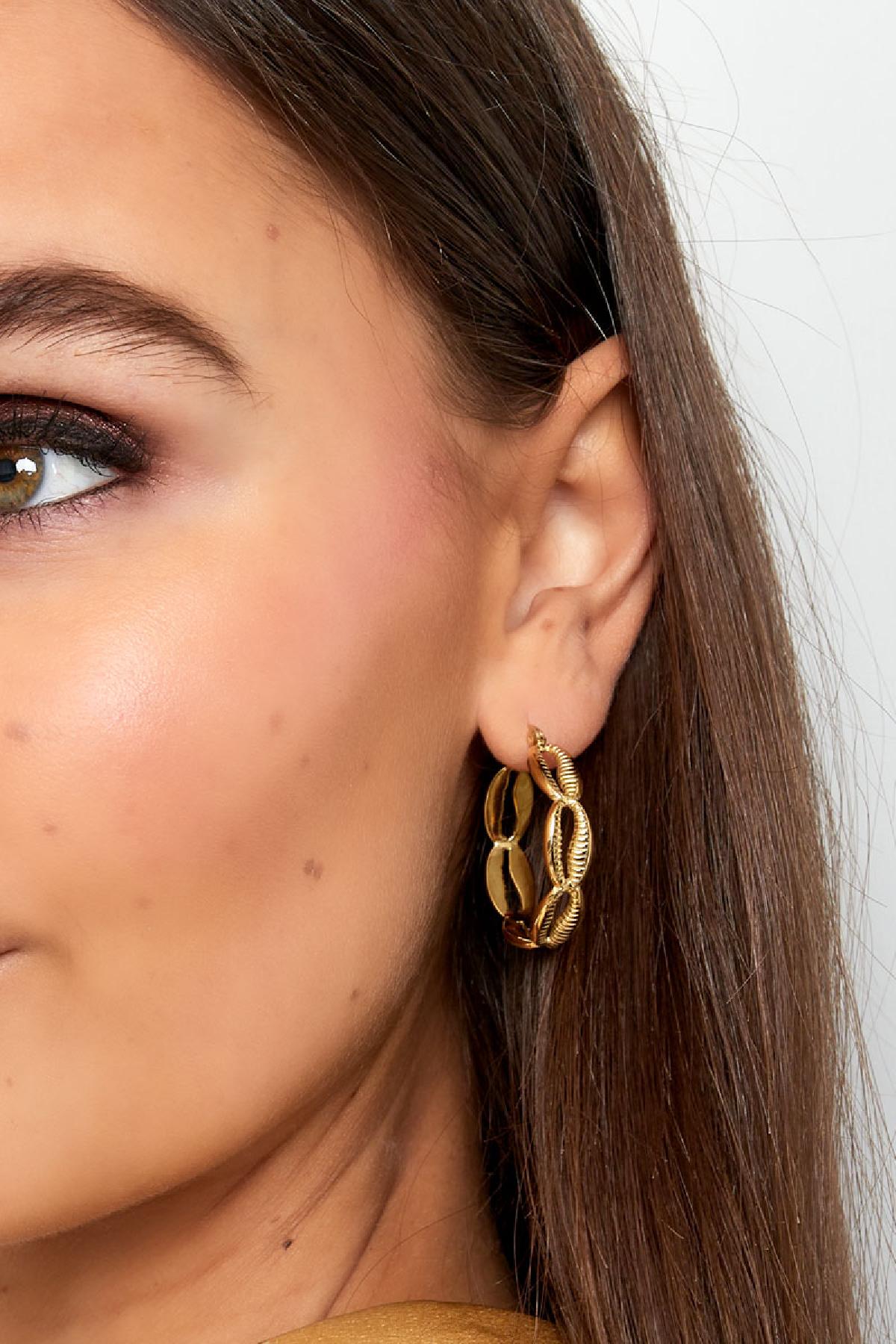 Earrings shell look Gold Color Stainless Steel