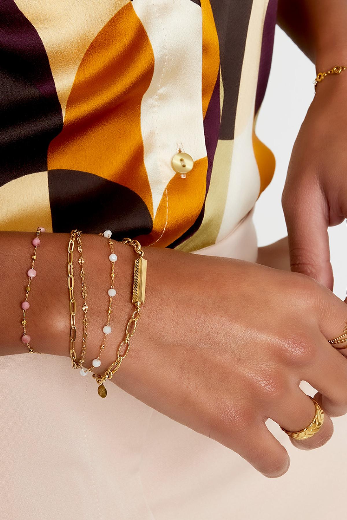 Bracelet three layers of colored details Gold color Stainless Steel