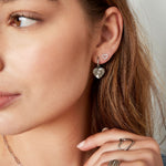 Ear stud heart - Gold Color Copper