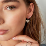 Ear stud heart - Gold Color Copper