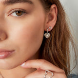 Ear stud heart - Gold Color Copper